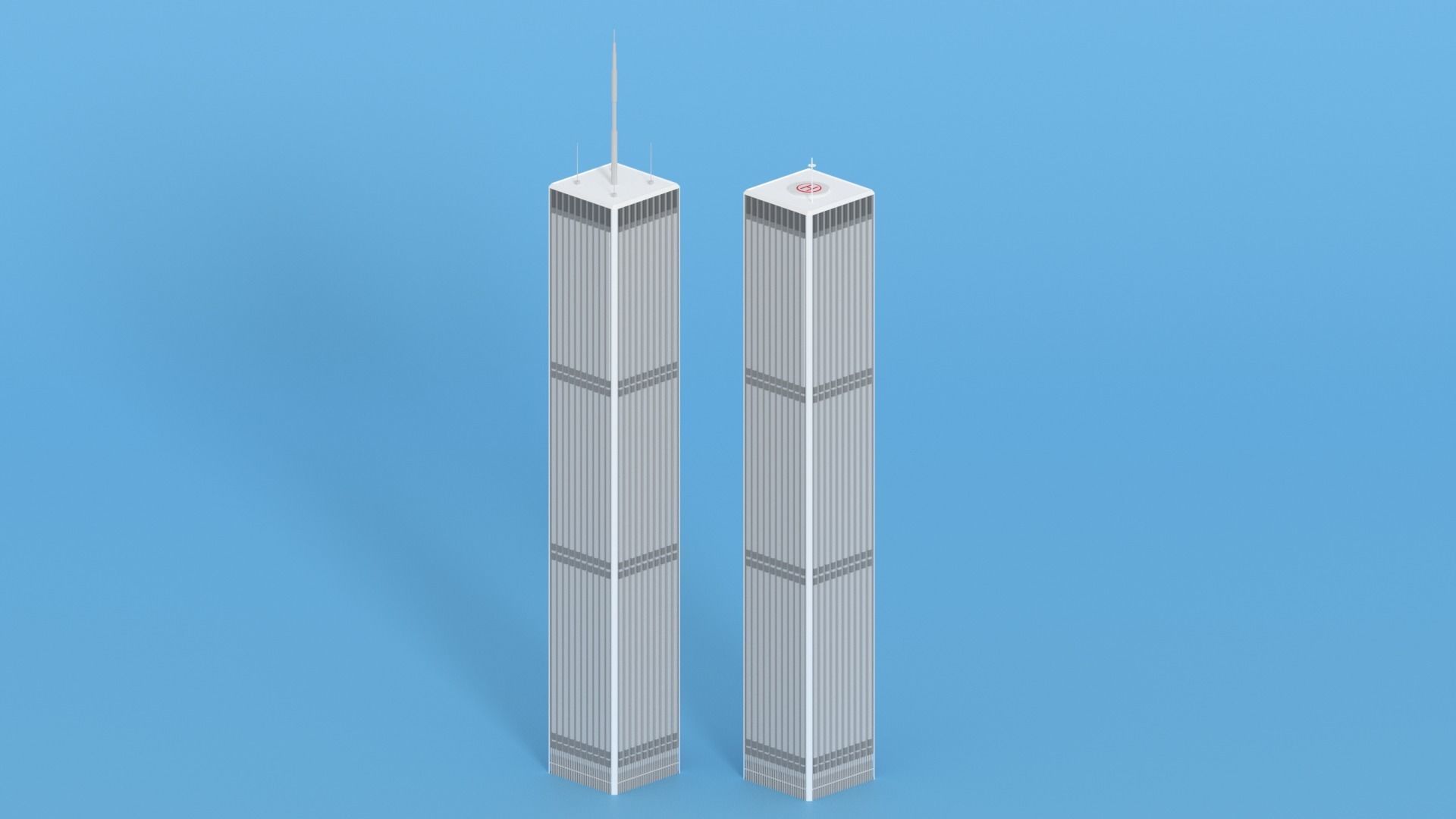 Cartoon World Trade Center Twin Towers New York Low-poly 3D model_2