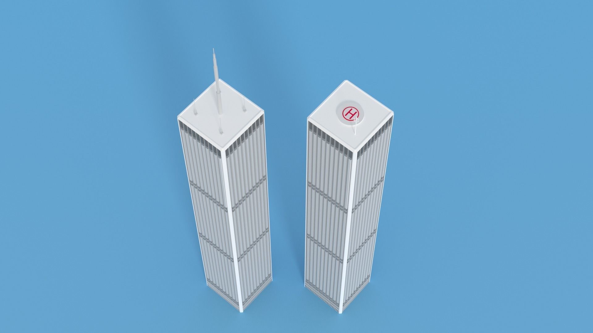 Cartoon World Trade Center Twin Towers New York Low-poly 3D model_19