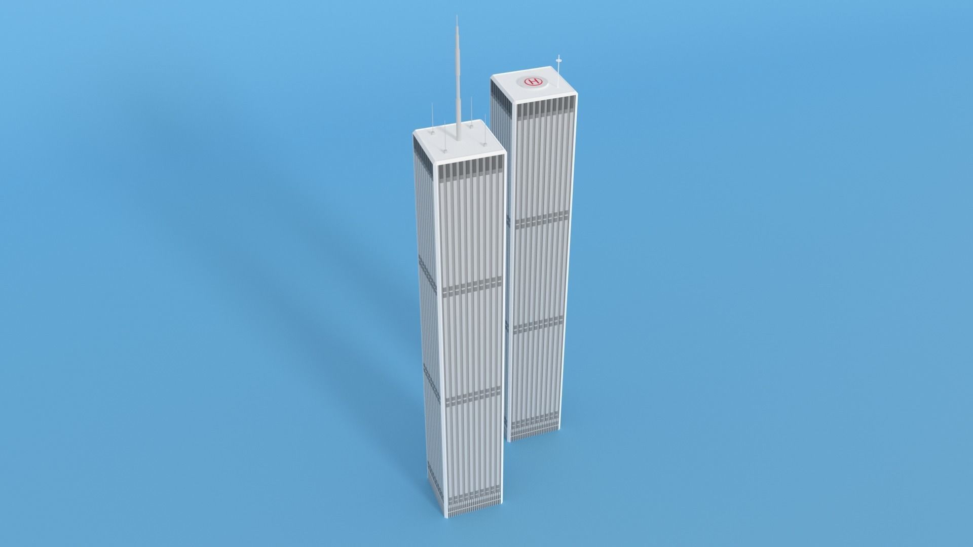 Cartoon World Trade Center Twin Towers New York Low-poly 3D model_11