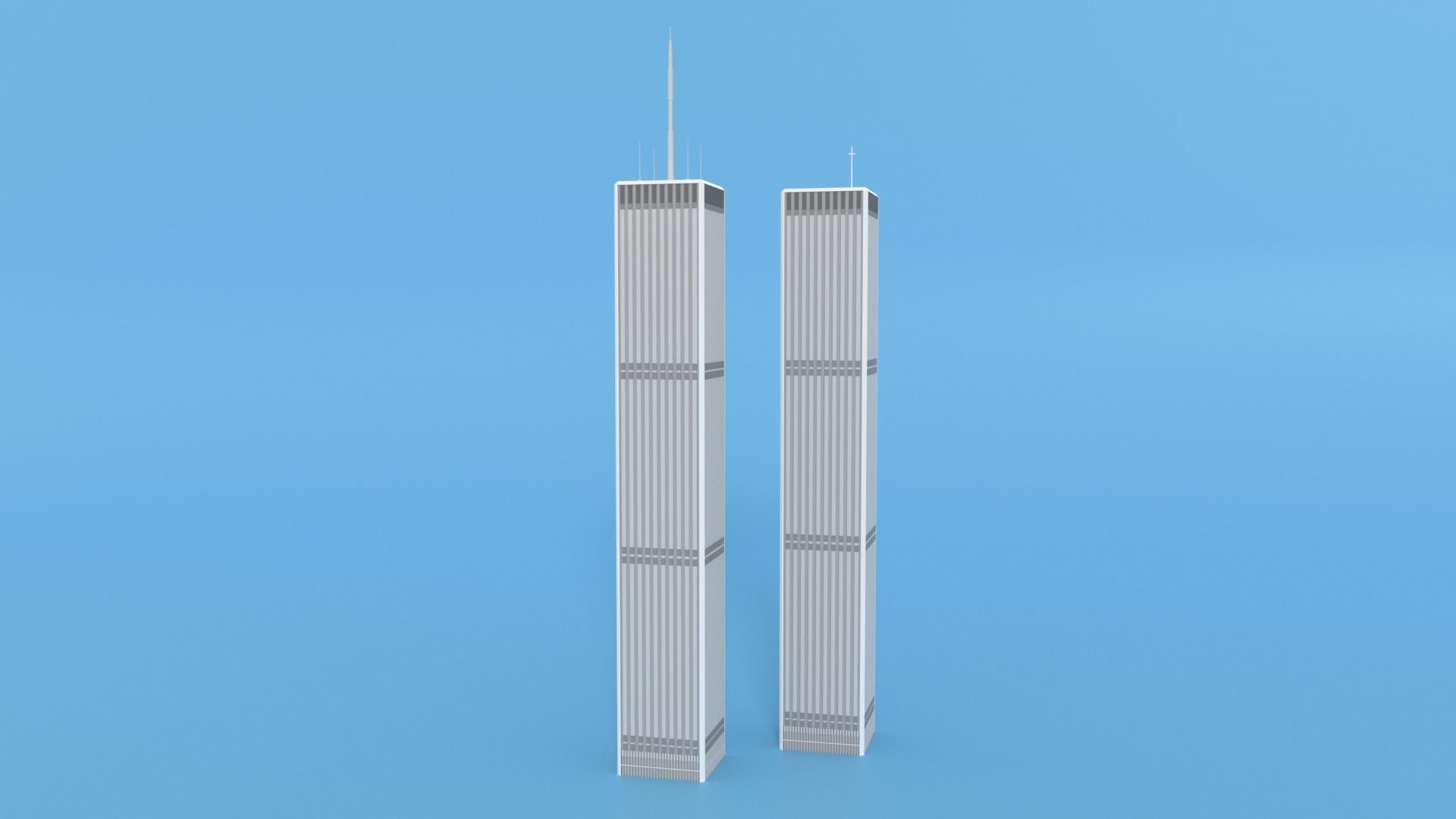 Cartoon World Trade Center Twin Towers New York Low-poly 3D model_9