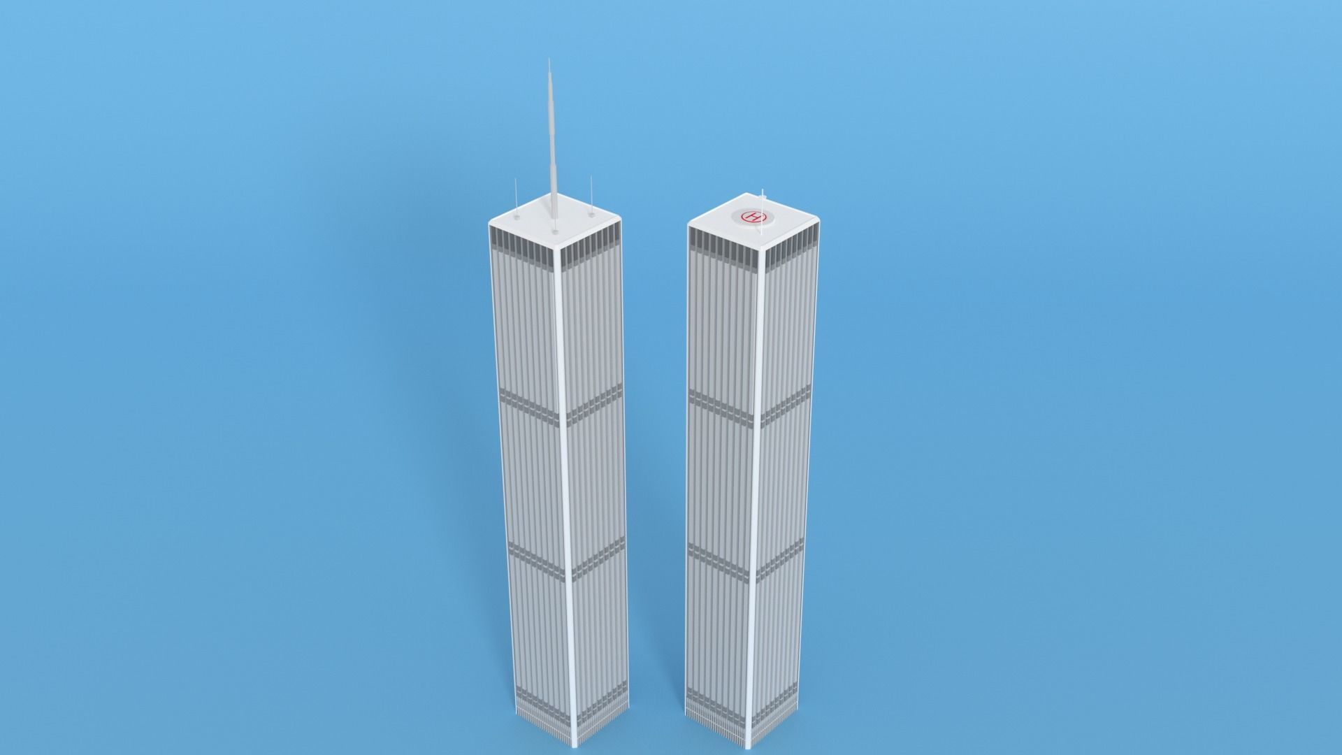 Cartoon World Trade Center Twin Towers New York Low-poly 3D model_17