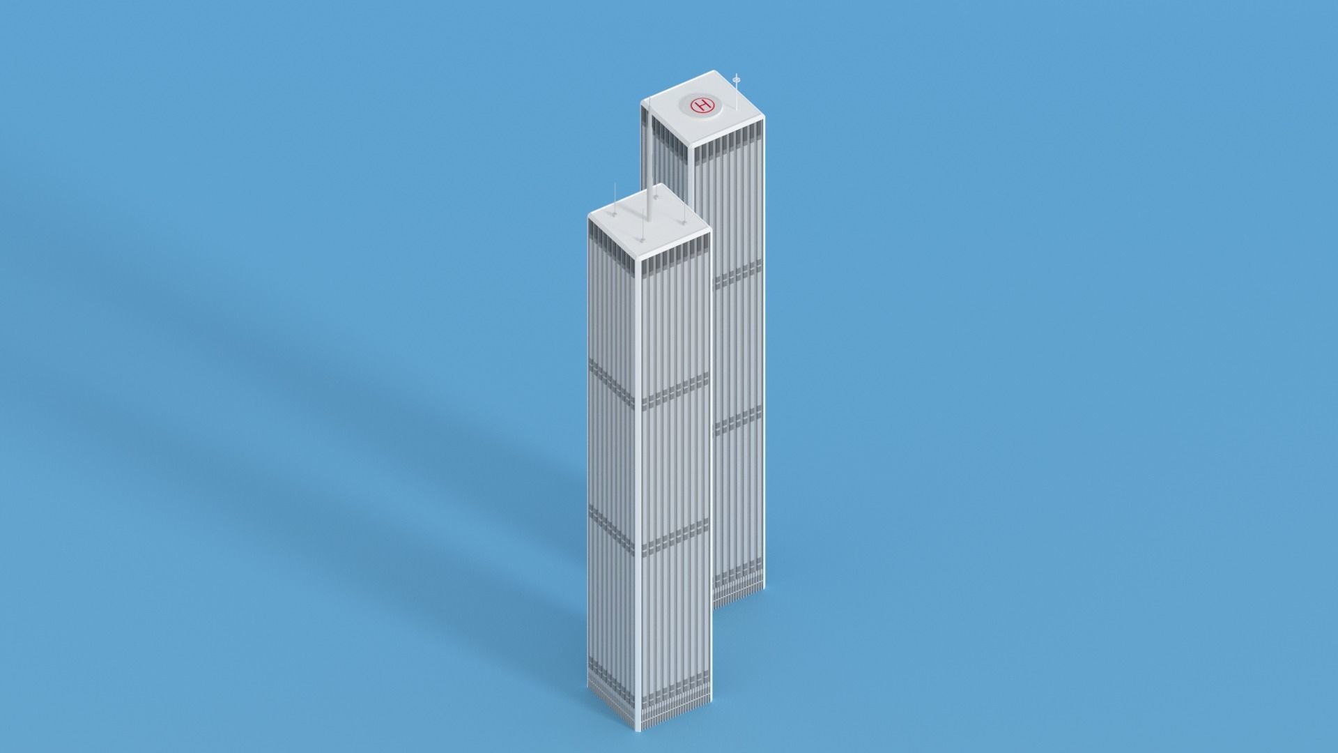 Cartoon World Trade Center Twin Towers New York Low-poly 3D model_1