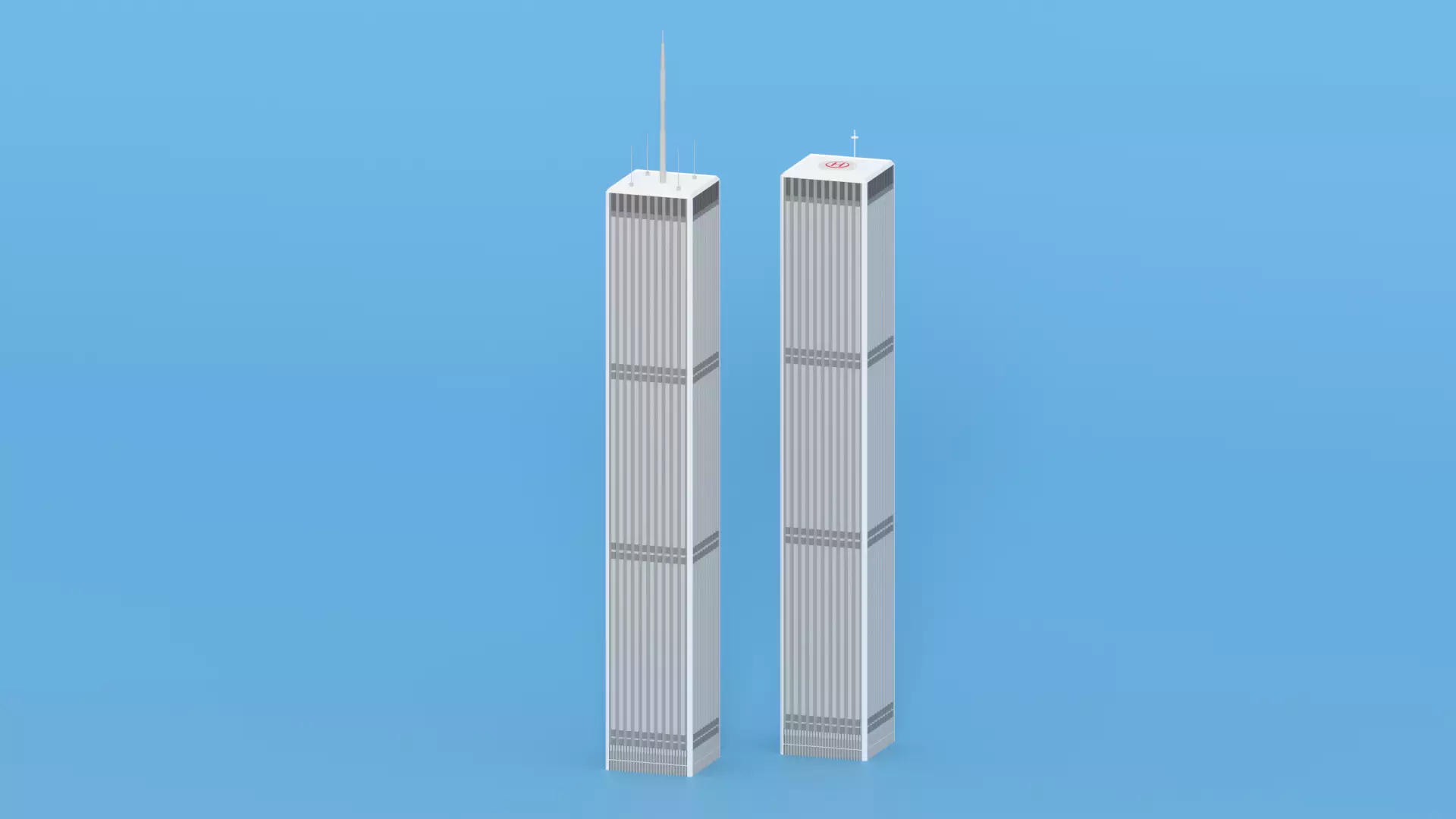 Cartoon World Trade Center Twin Towers New York Low-poly 3D model_0