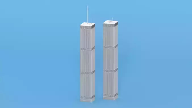 Cartoon World Trade Center Twin Towers New York Low-poly 3D model