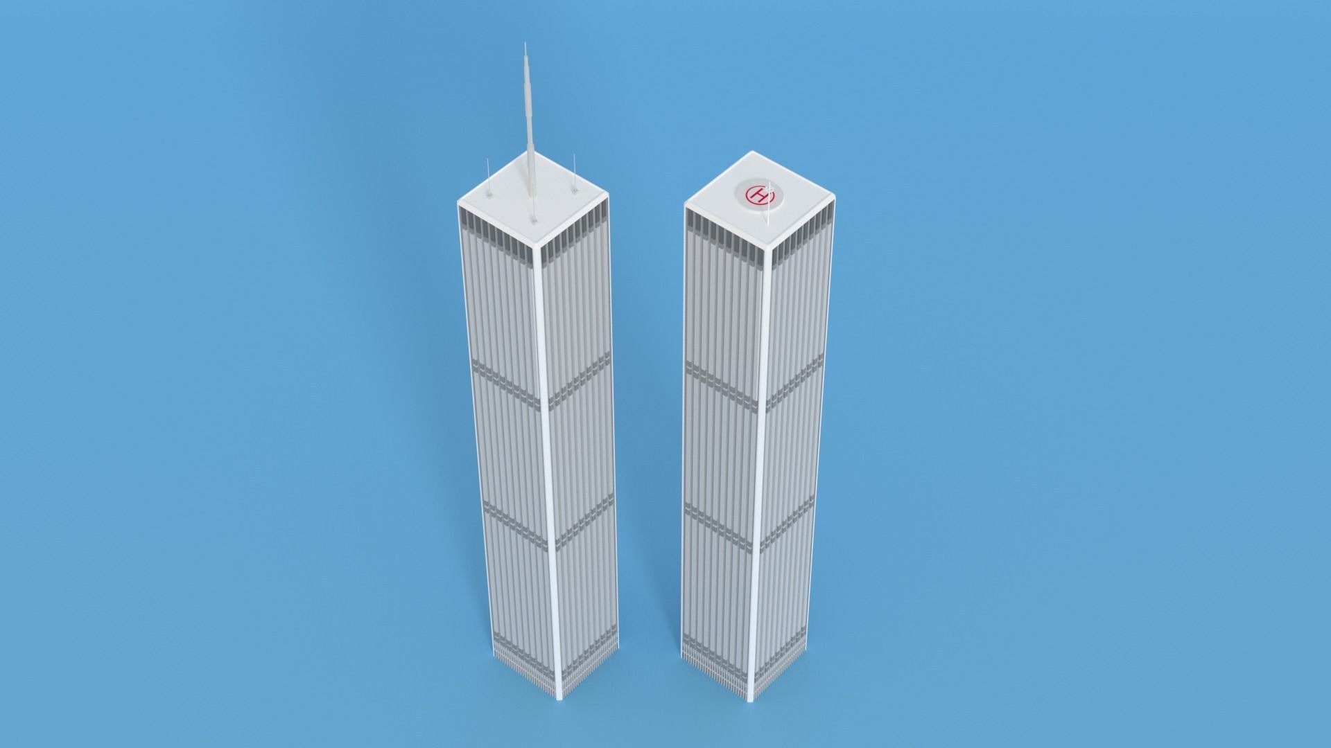 Cartoon World Trade Center Twin Towers New York Low-poly 3D model_18