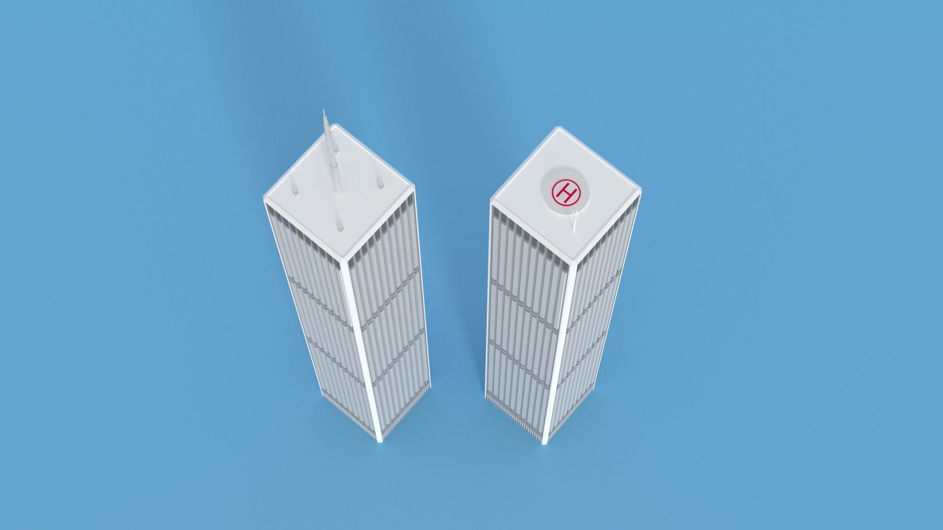 Cartoon World Trade Center Twin Towers New York Low-poly 3D model_20