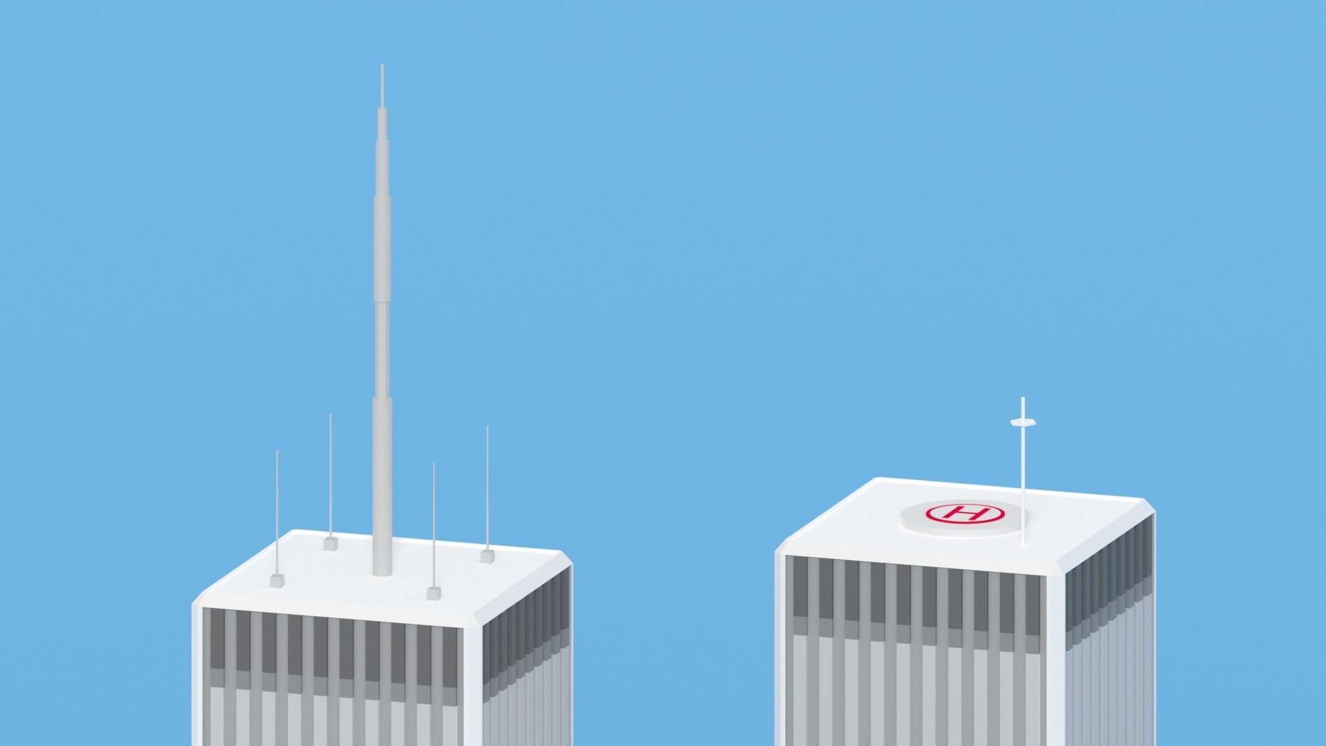 Cartoon World Trade Center Twin Towers New York Low-poly 3D model_6