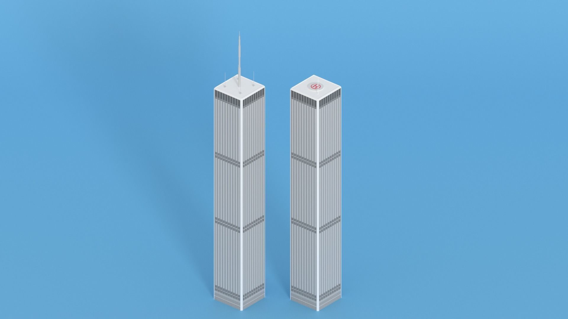 Cartoon World Trade Center Twin Towers New York Low-poly 3D model_16