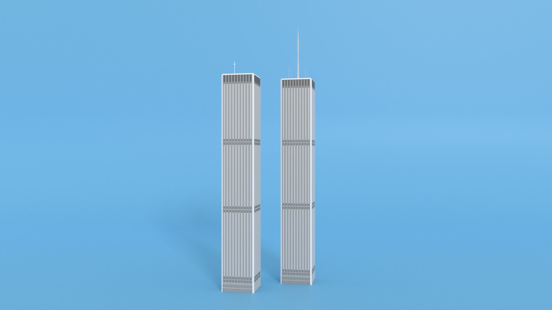 Cartoon World Trade Center Twin Towers New York Low-poly 3D model_30