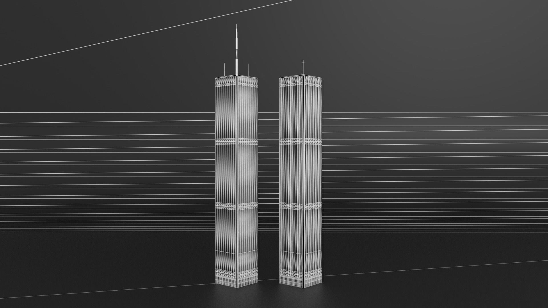 Cartoon World Trade Center Twin Towers New York Low-poly 3D model_22