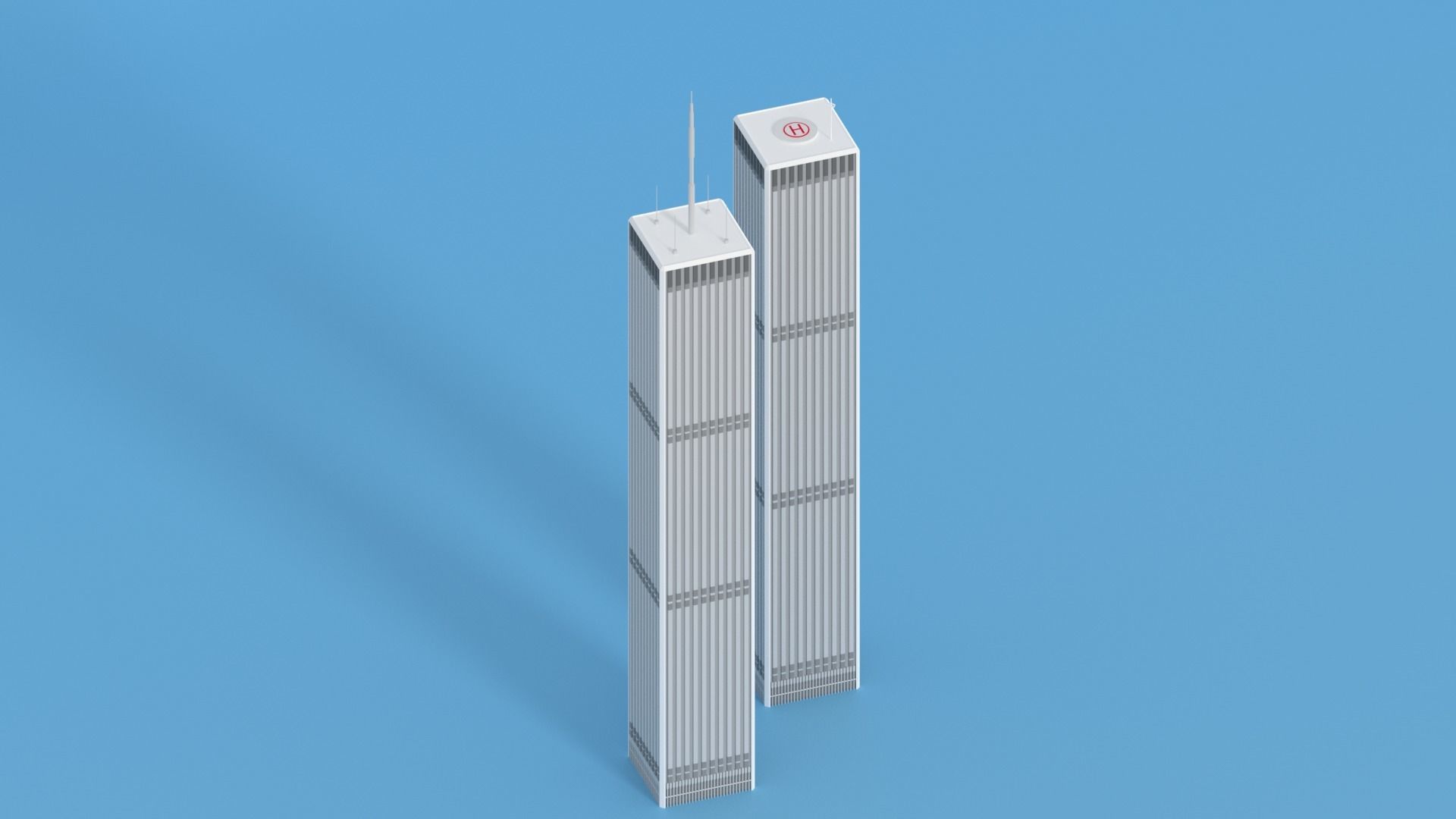 Cartoon World Trade Center Twin Towers New York Low-poly 3D model_10