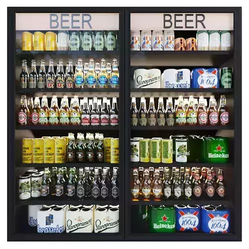 Refrigerator in a store with alcohol 3D model