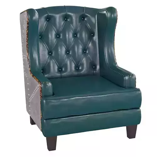 Homary-Retro Blue Tufted Accent Chair Aluminum Chair