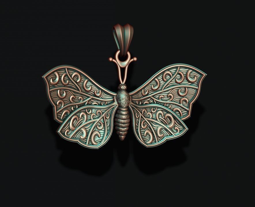 Butterfly pendant 3D print model_6