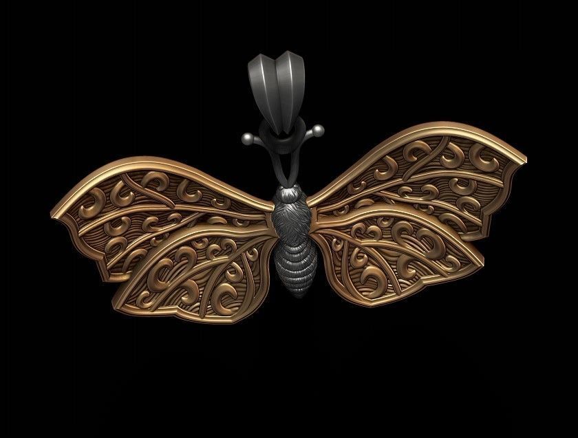 Butterfly pendant 3D print model_4
