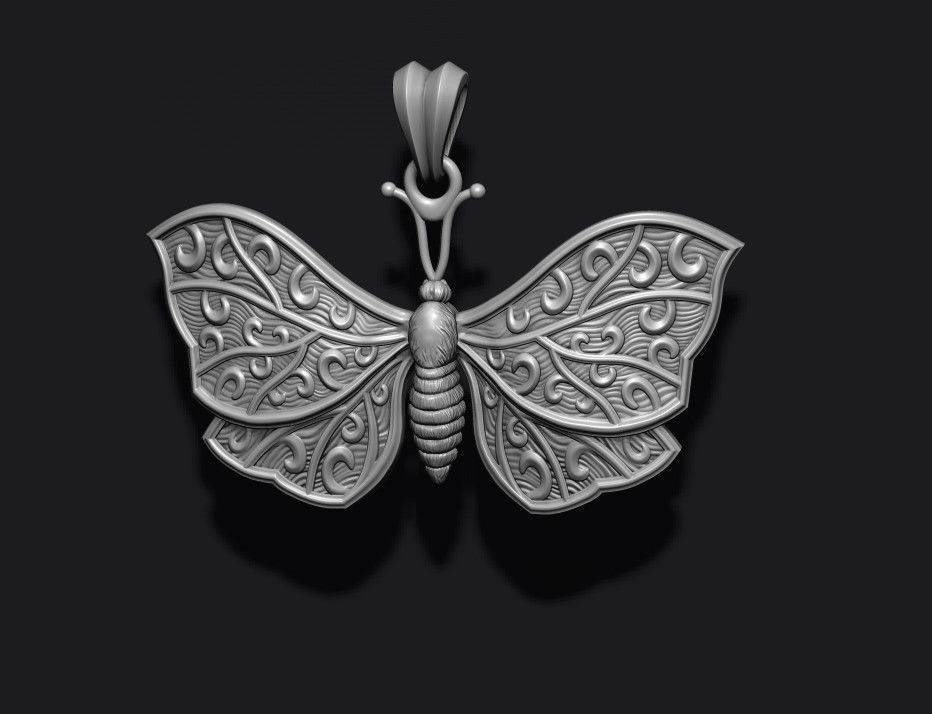 Butterfly pendant 3D print model_8
