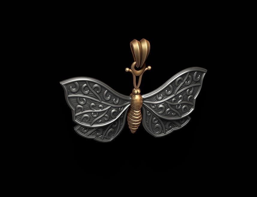 Butterfly pendant 3D print model_1