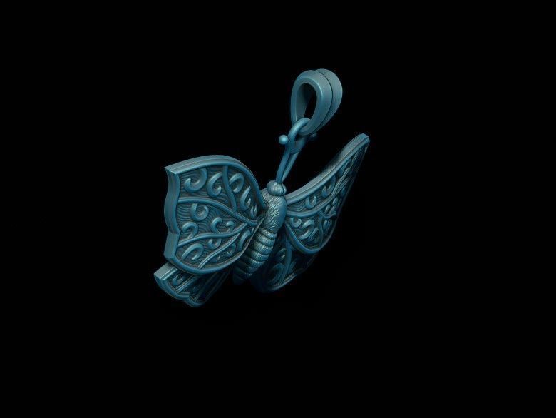 Butterfly pendant 3D print model_9