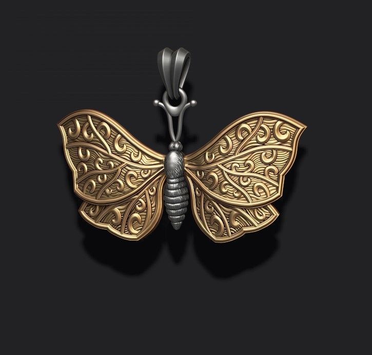 Butterfly pendant 3D print model_3