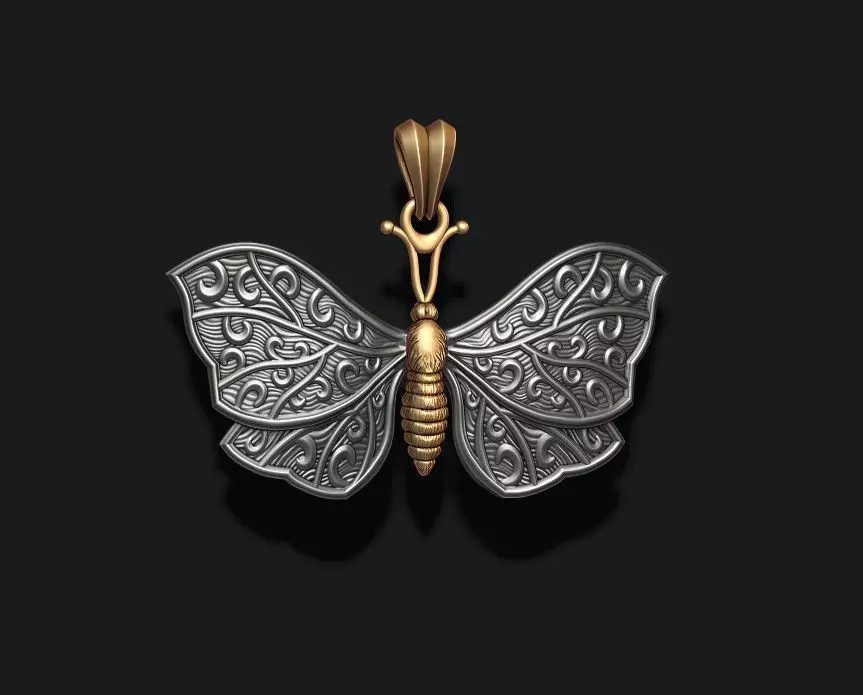 Butterfly pendant 3D print model_0