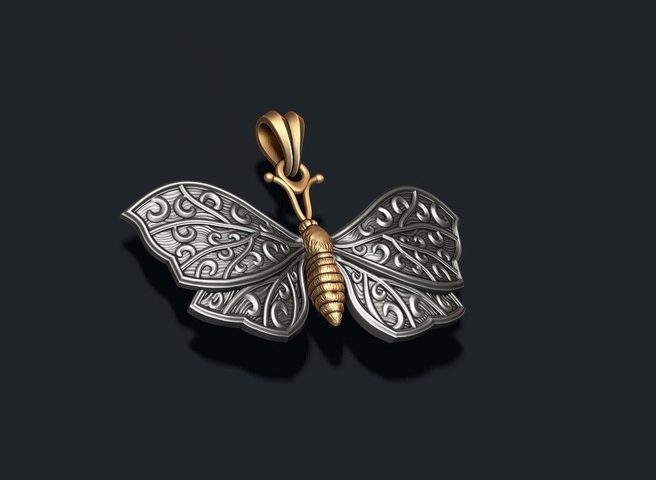 Butterfly pendant 3D print model_2