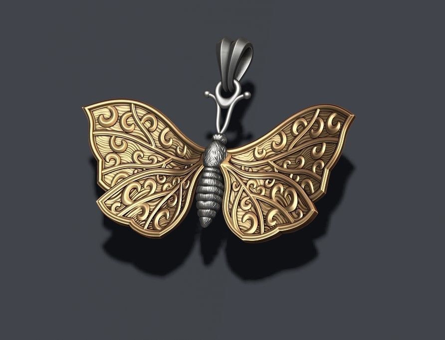Butterfly pendant 3D print model_5