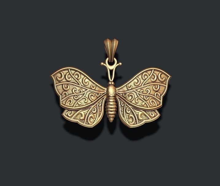 Butterfly pendant 3D print model_7