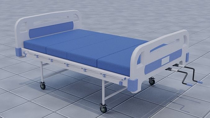 Stretcher hospital bed on wheels Free low-poly 3D model