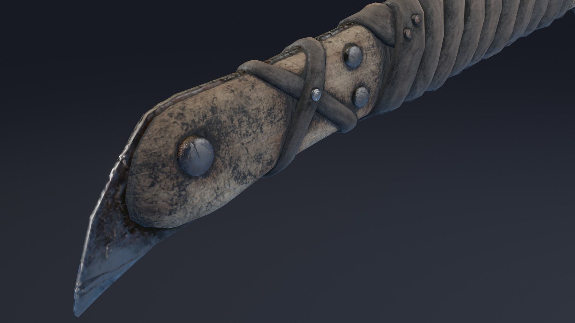 Axe curved handle PBR Low-poly Game Ready Low-poly 3D model_7