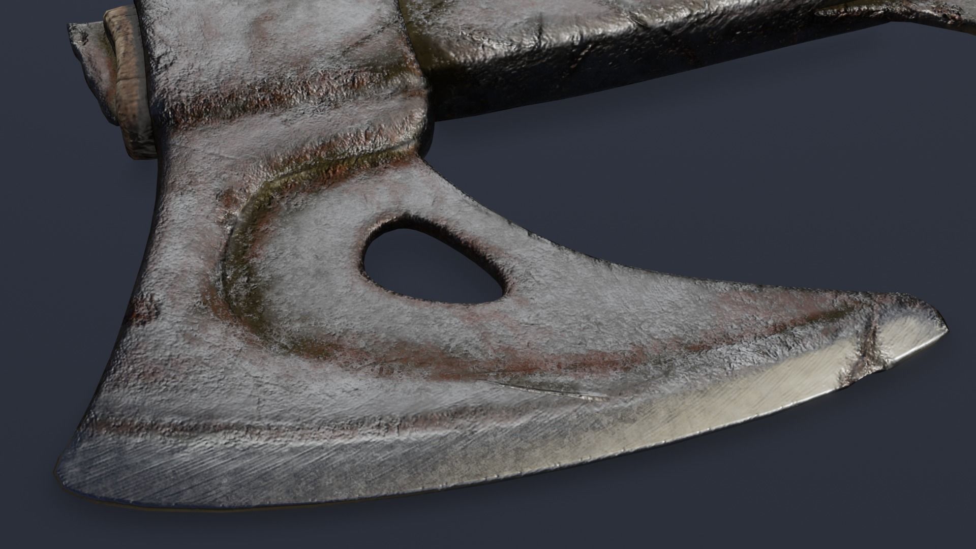 Axe curved handle PBR Low-poly Game Ready Low-poly 3D model_10