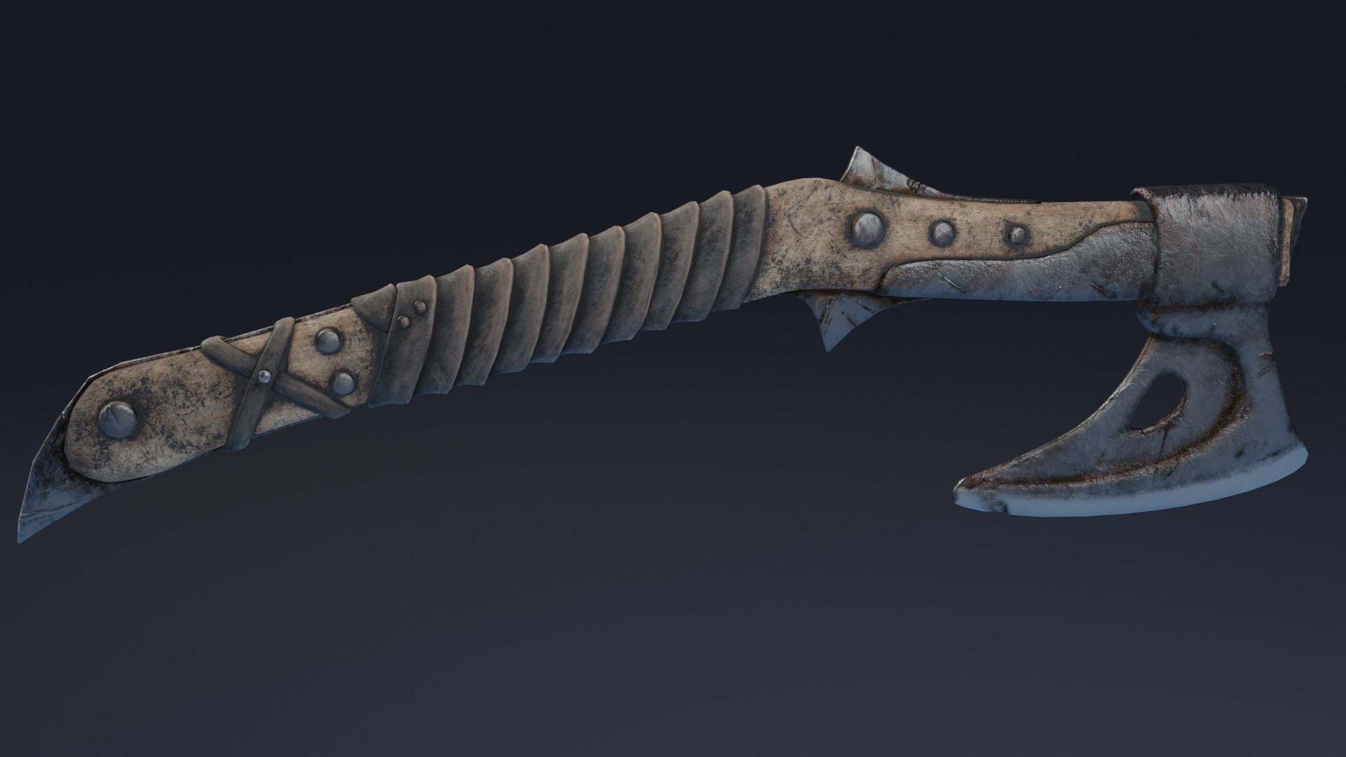 Axe curved handle PBR Low-poly Game Ready Low-poly 3D model_1