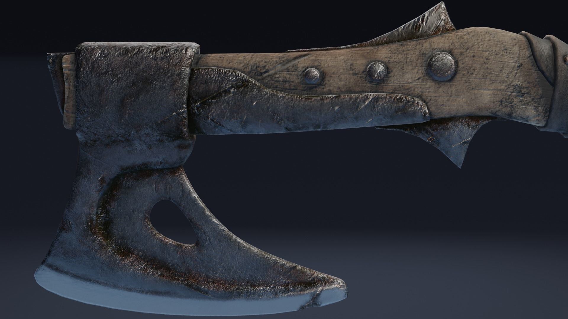 Axe curved handle PBR Low-poly Game Ready Low-poly 3D model_9