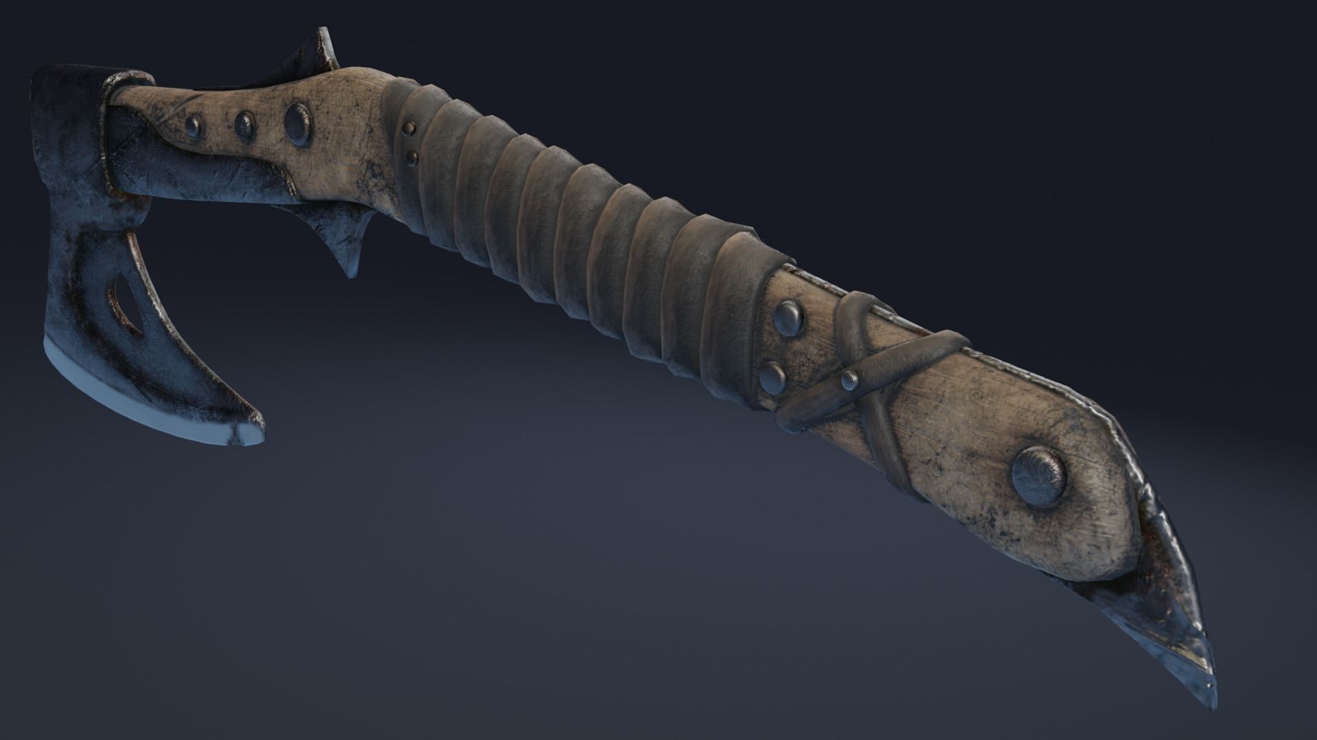 Axe curved handle PBR Low-poly Game Ready Low-poly 3D model_4