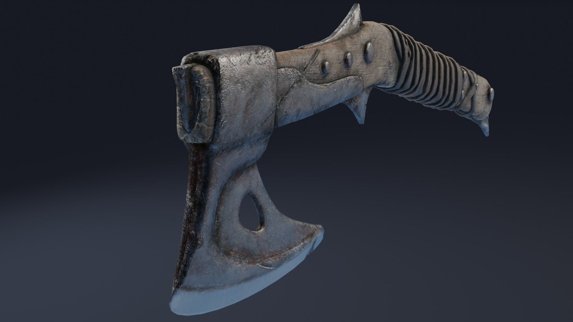 Axe curved handle PBR Low-poly Game Ready Low-poly 3D model_5