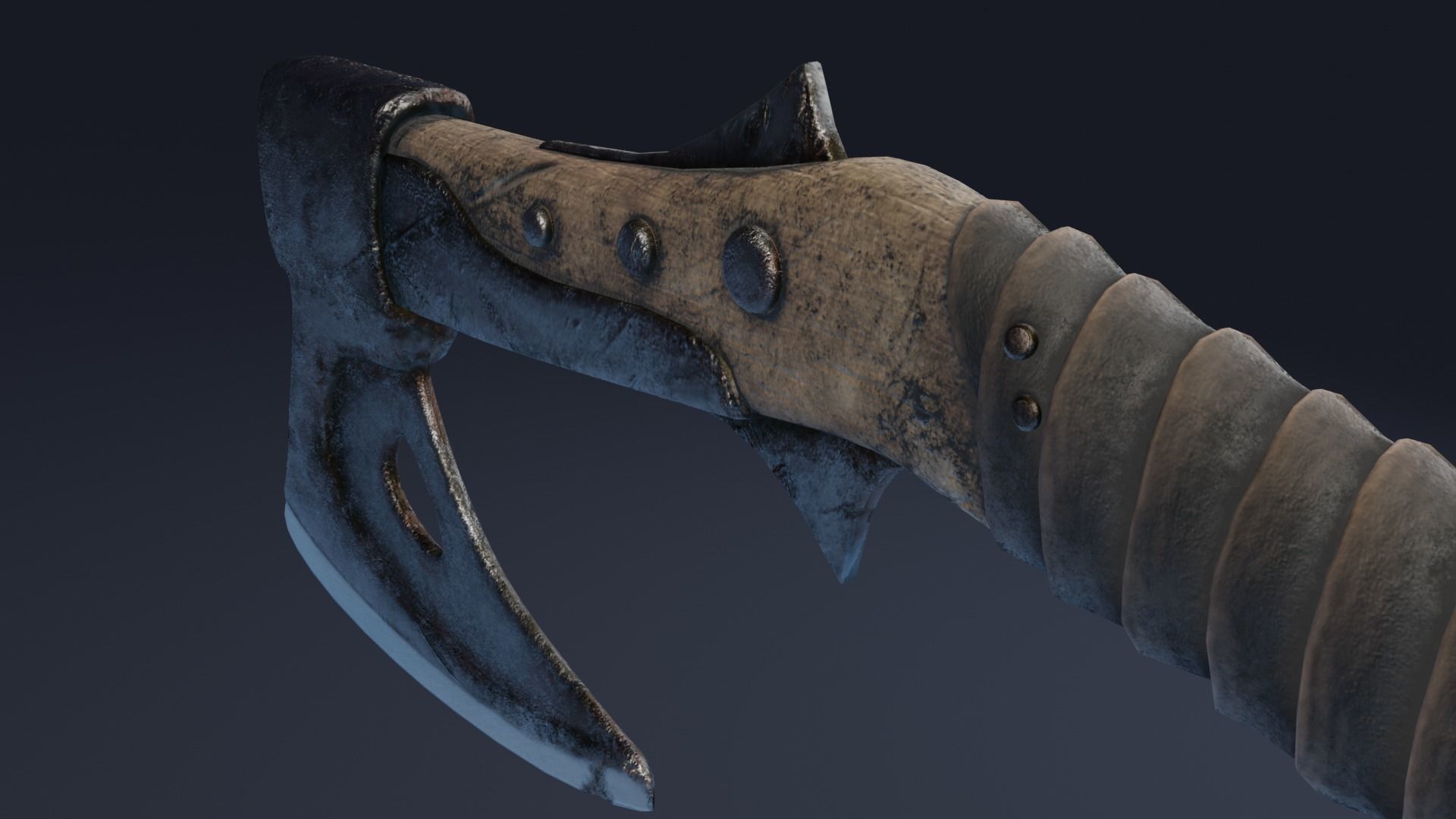 Axe curved handle PBR Low-poly Game Ready Low-poly 3D model_8