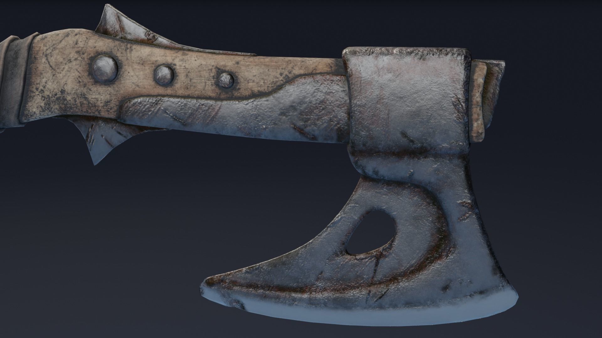 Axe curved handle PBR Low-poly Game Ready Low-poly 3D model_2