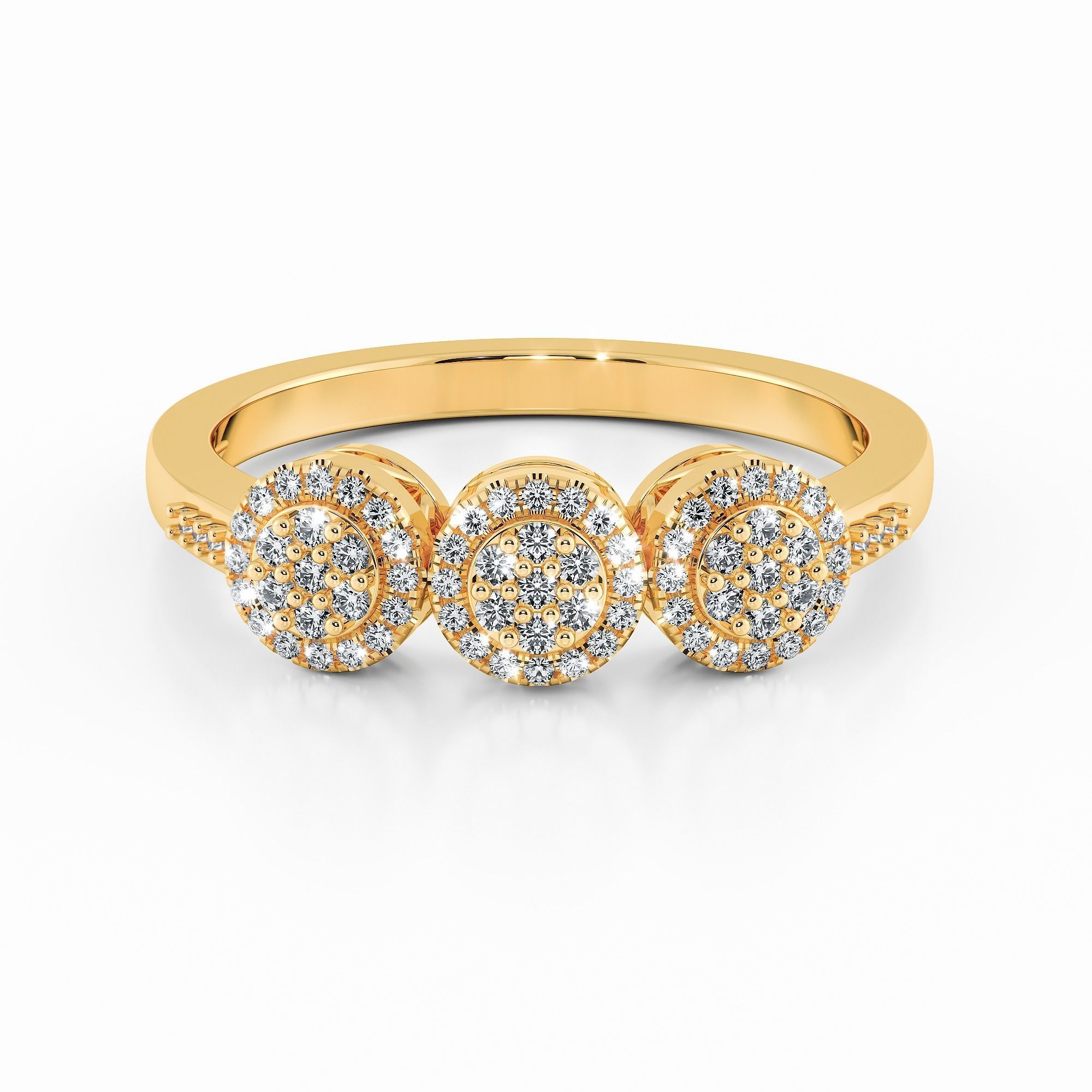 CJCRING036 rose gold three stone ring with diamonds 3D print model_3