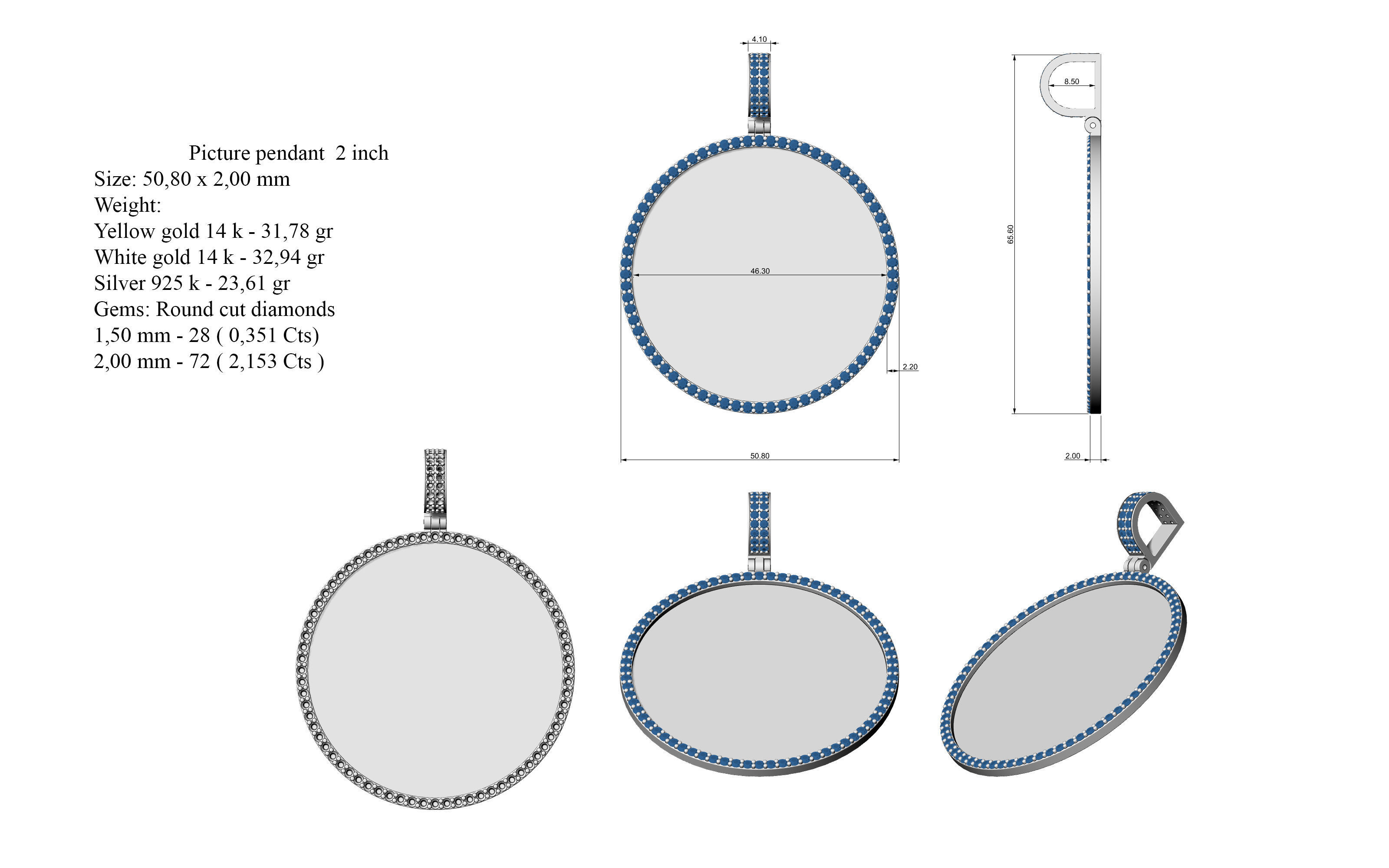 Picture pendant  1-2 inch N 1 3D print model_11