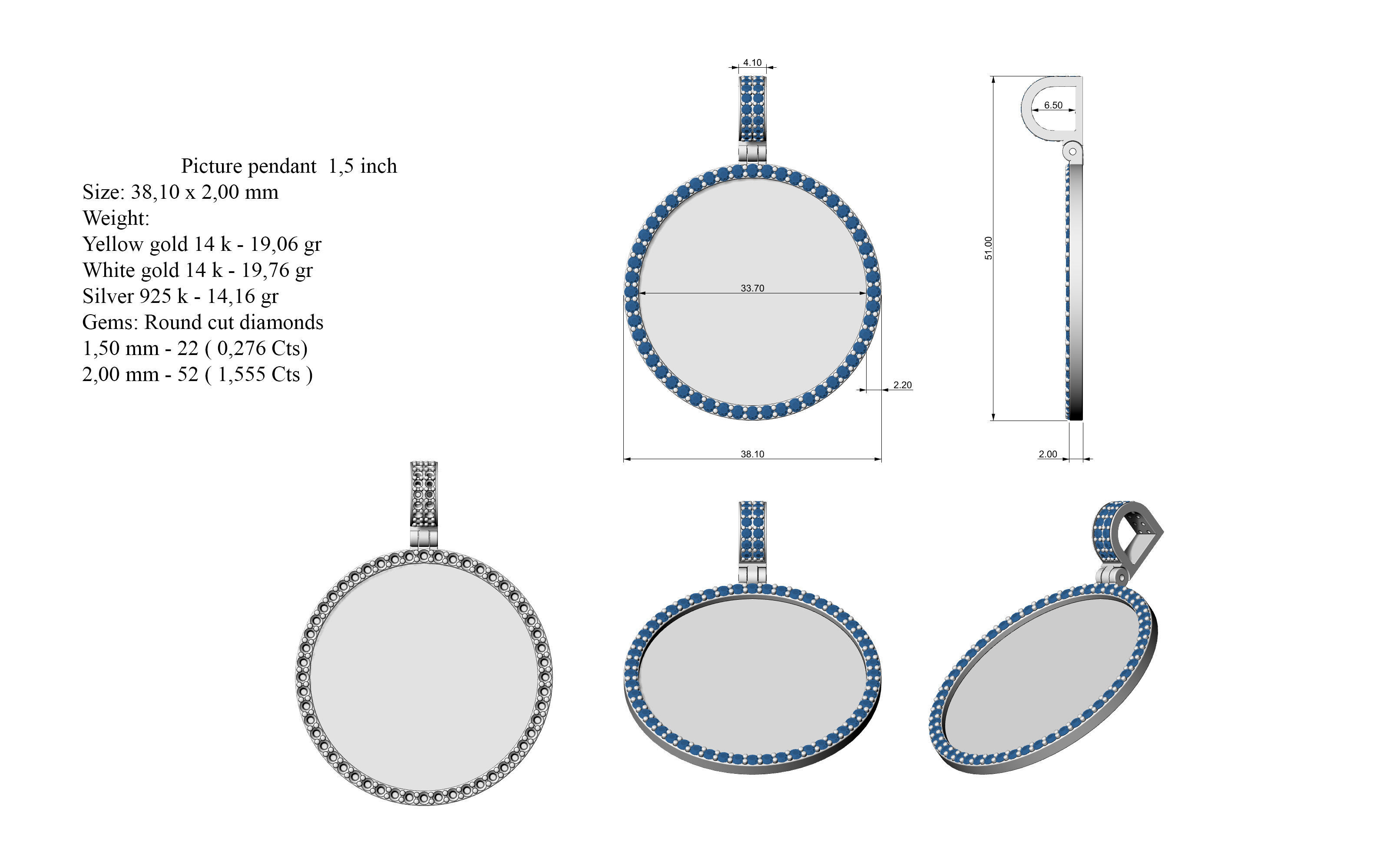 Picture pendant  1-2 inch N 1 3D print model_10