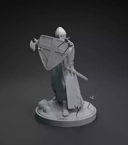 Medieval knight with axe intended for 3D printing 3D print model