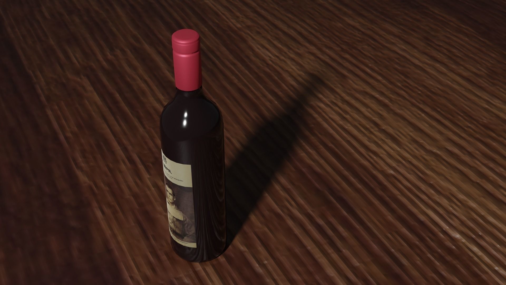 Wine Red Bottle Low-poly 3D model_5