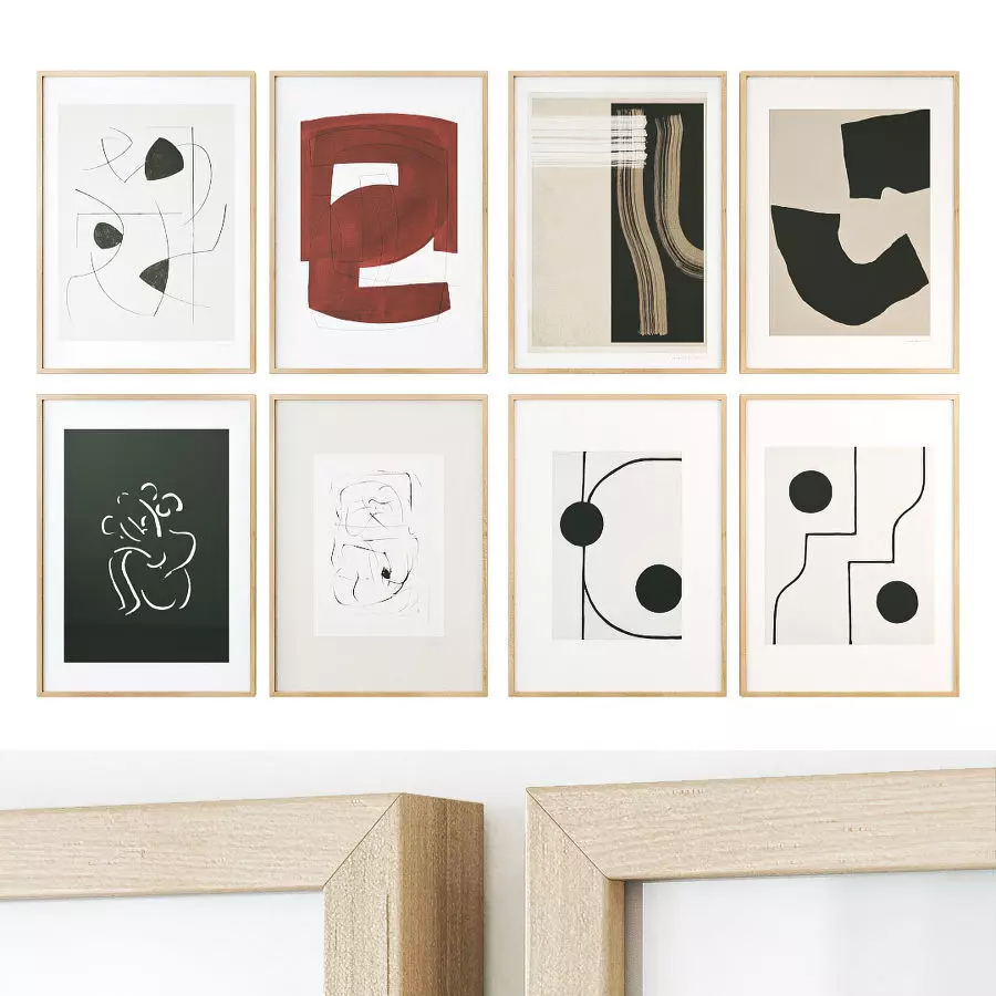 Abstract paired posters 3D model