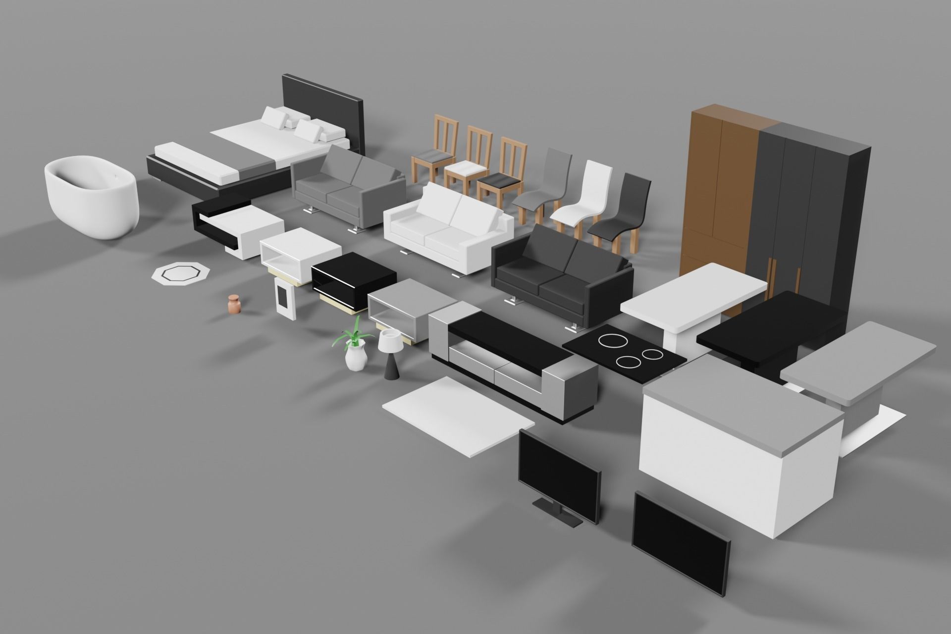 Low poly modern furniture free VR / AR / low-poly 3D model | CGTrader