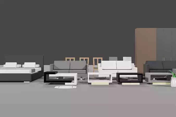 Low poly modern furniture