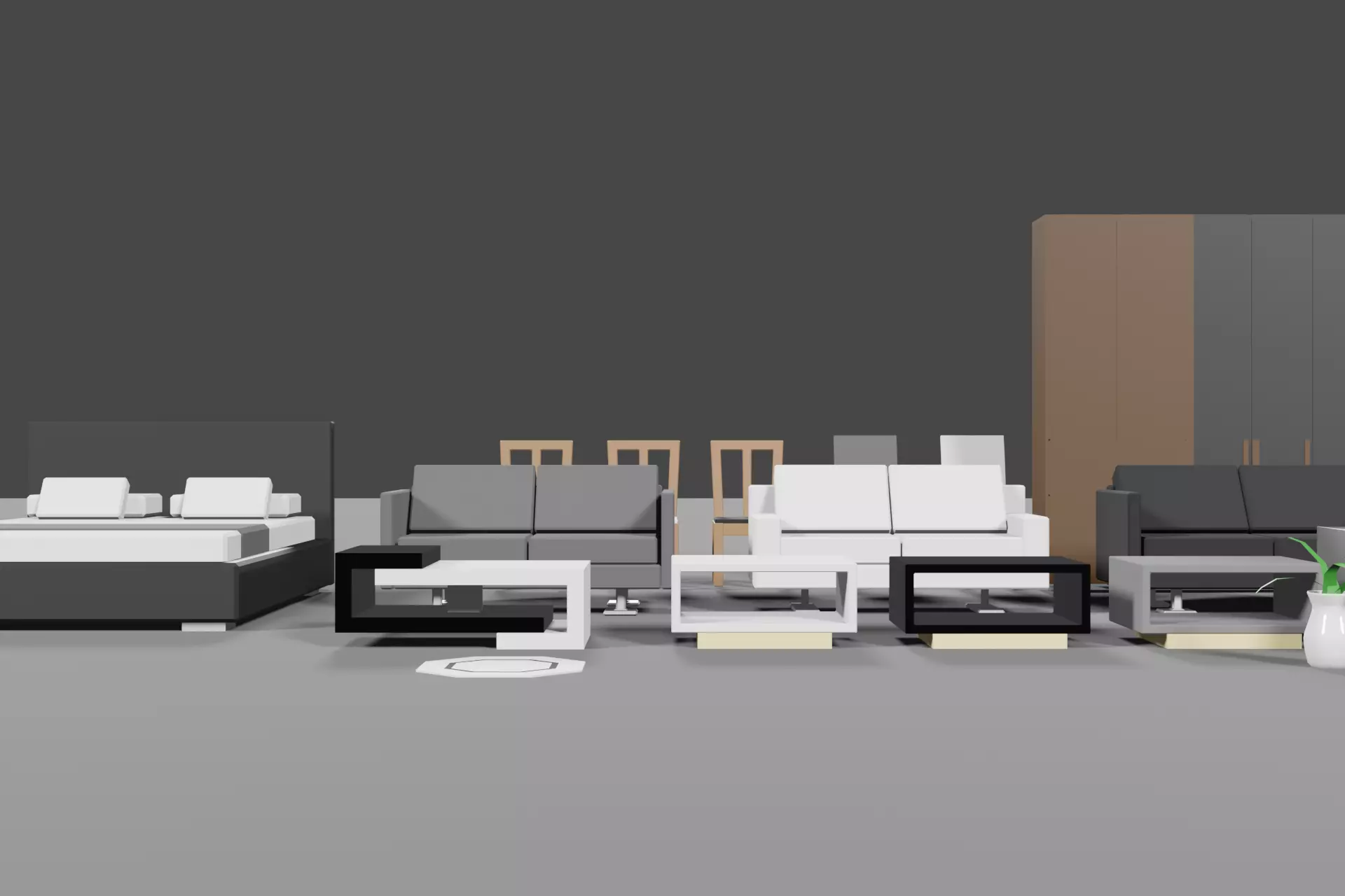 Low poly modern furniture Free low-poly 3D model