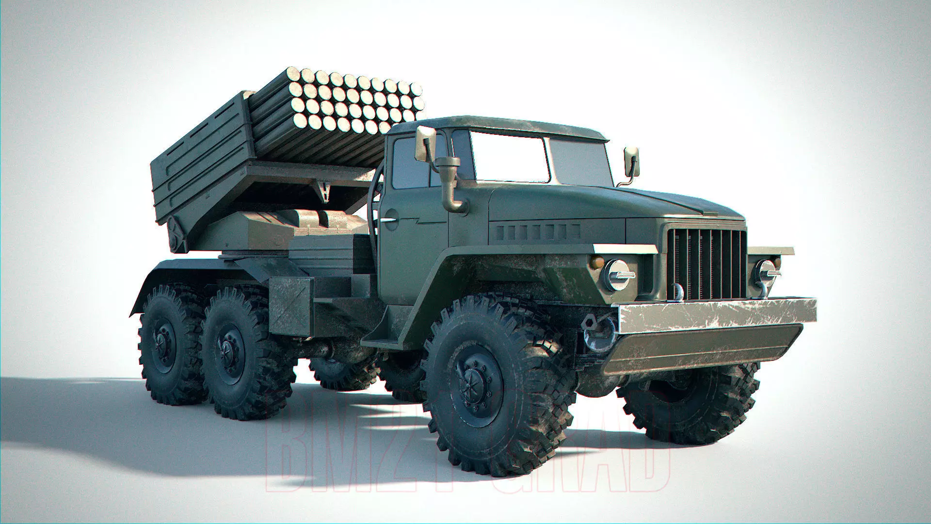 BM-21 Grad Aged PBR Low-poly 3D model