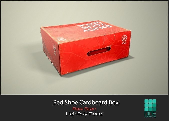 Red Shoe Cardboard Box 3D model