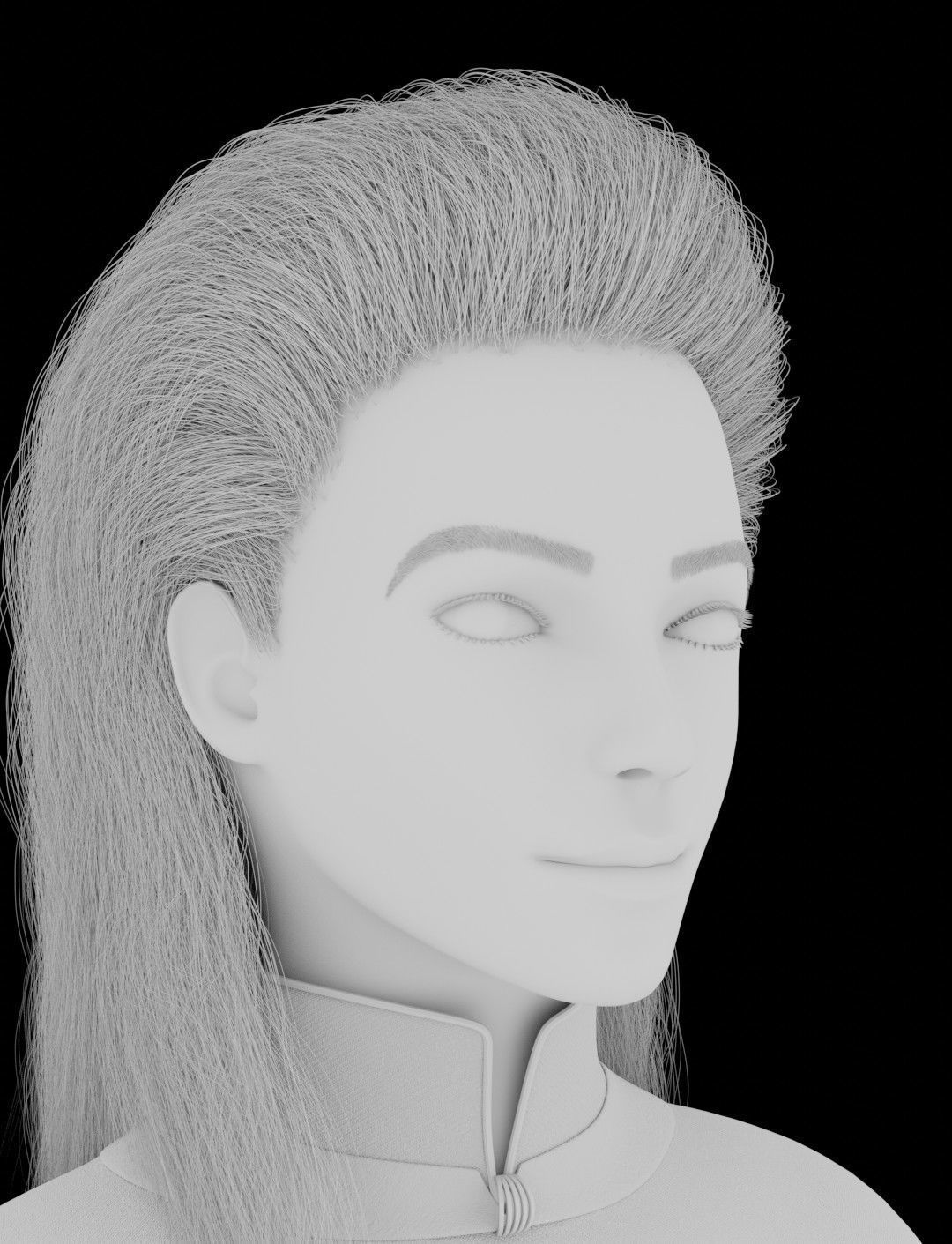 Girl head - Game Ready Low-poly 3D model_2