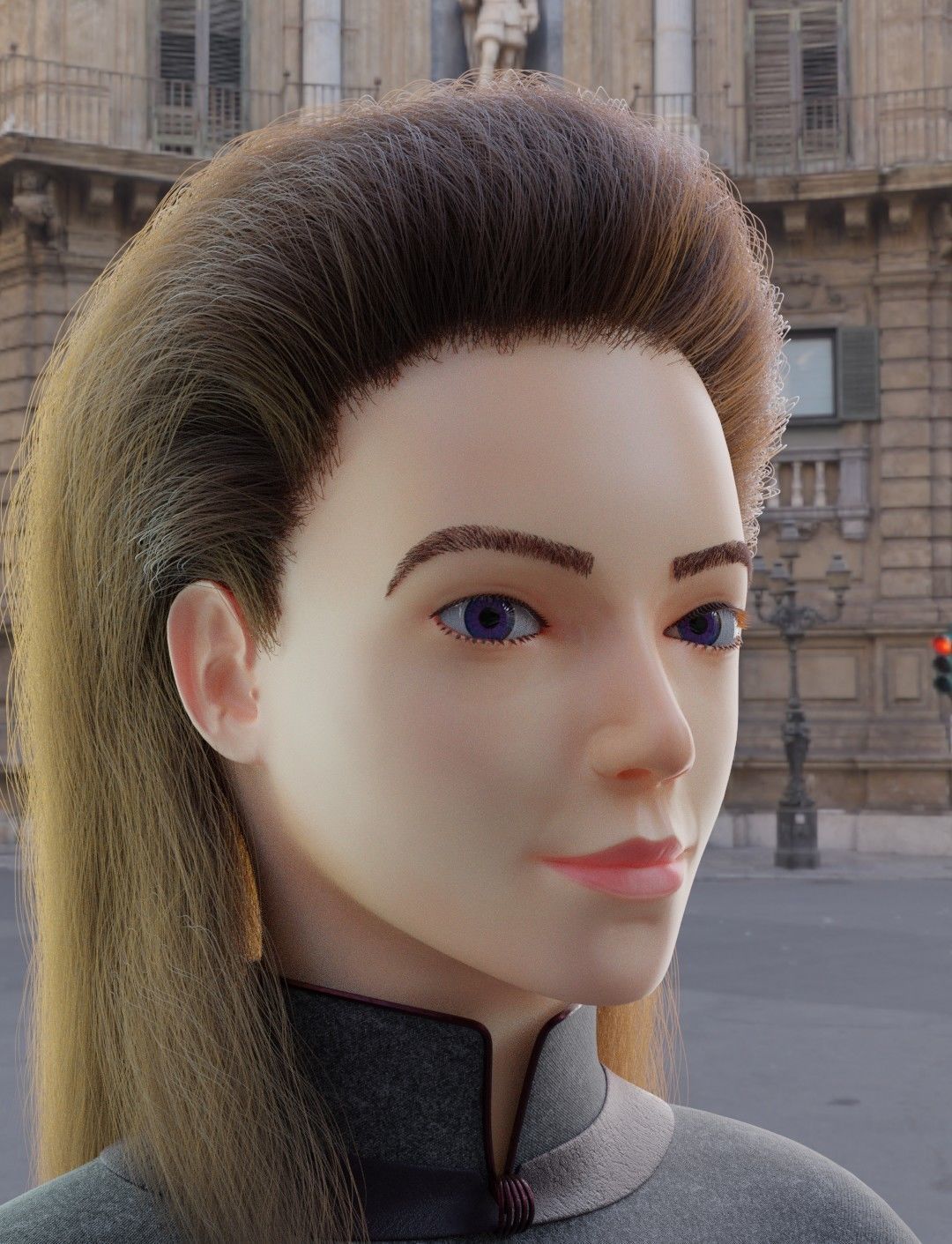 Girl head - Game Ready Low-poly 3D model_1
