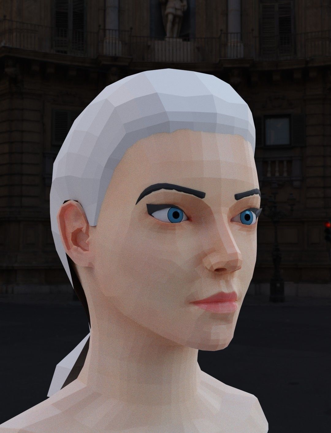 Girl head - Game Ready Low-poly 3D model_3